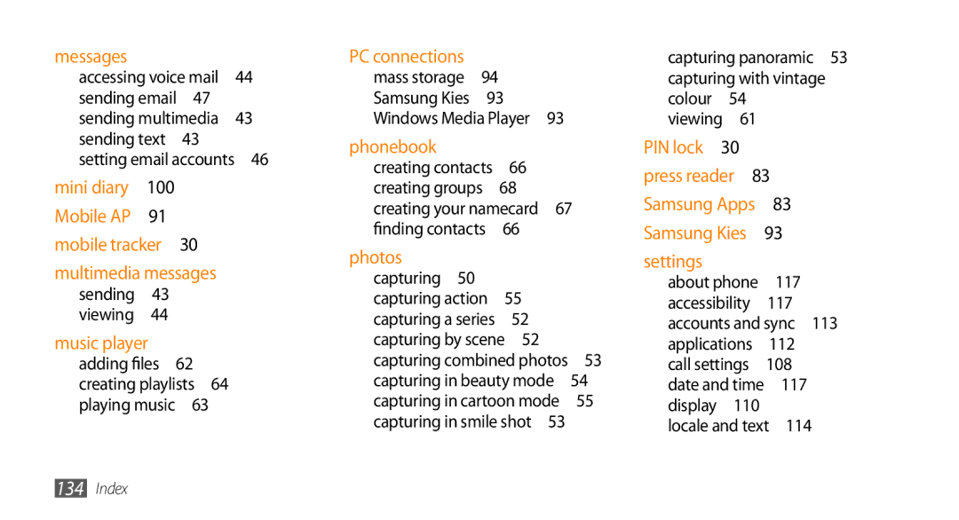 Samsung GT-I9010XKAITV, GT-I9010XKADBT, GT-I9010XKAXEN, GT-I9010XKASER manual Setting email accounts , 112, 114 